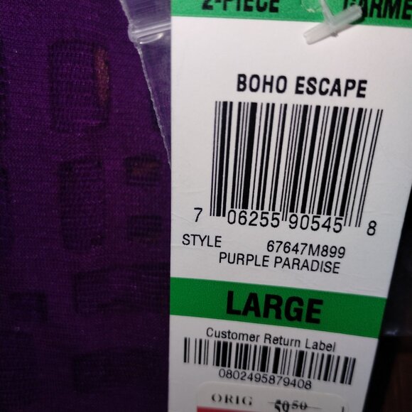 Purple Sheer Geometric Print Blouse - Picture 4 of 4